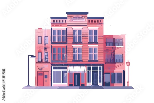 Pink Brick Building With Storefronts