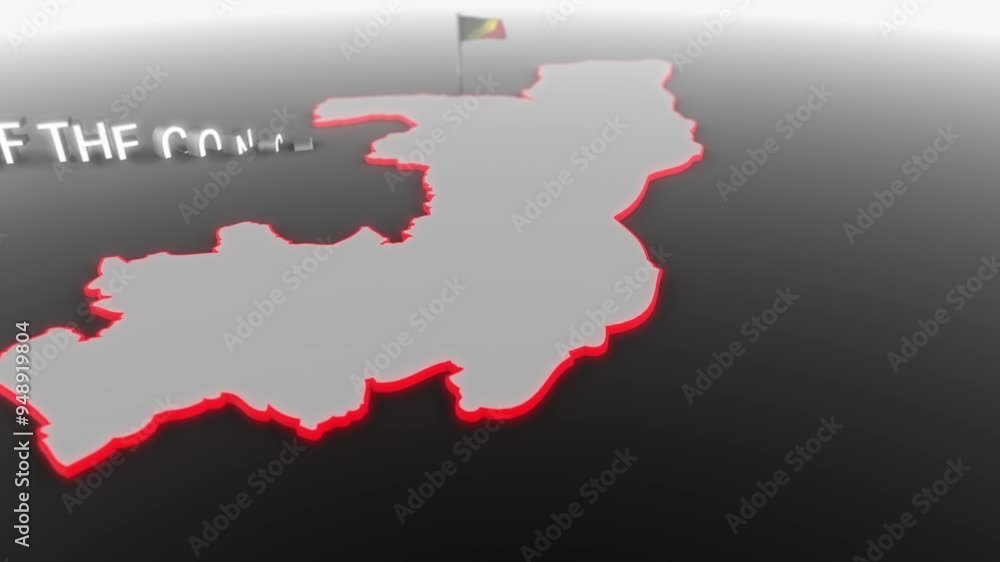 3d animated map of Republic of the Congo gets hit and fractured by the text “Crisis” 3d animated map of Republic of the Congo gets hit and fractured by the text “Crisis”