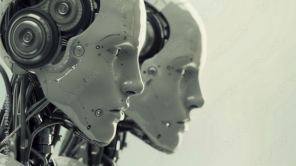 transformation image. Cyborg. The concept of artificial intelligence.Portraits of a robots, futurism.Generative AI transformation image. Cyborg. The concept of artificial intelligence.Portraits of a robots, futurism.Generative AI