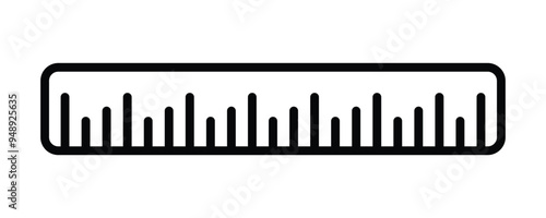 ruler outline icon., tool for measuring and drawing straight lines. black and white vector illustration.