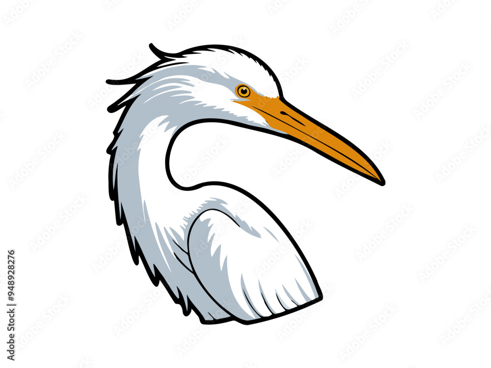 Fototapeta premium Great egret head close-up