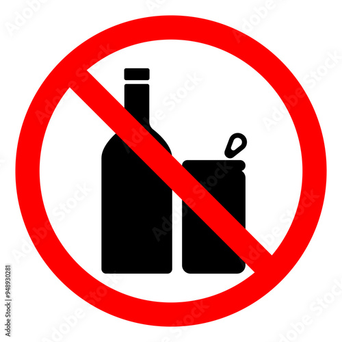 No Bottles Or Cans Symbol Sign, Vector Illustration, Isolate On White Background Label .EPS10