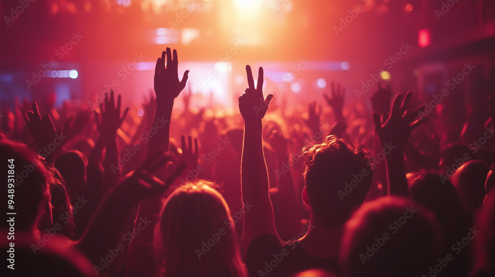 crowd with hands up at full nightclub crowd with hands up at full nightclub