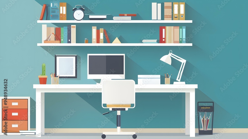 Modern Home Office Workspace Illustration Modern Home Office Workspace Illustration