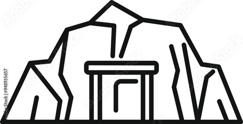 Mining entrance under mountain outline icon representing mineral extraction industry