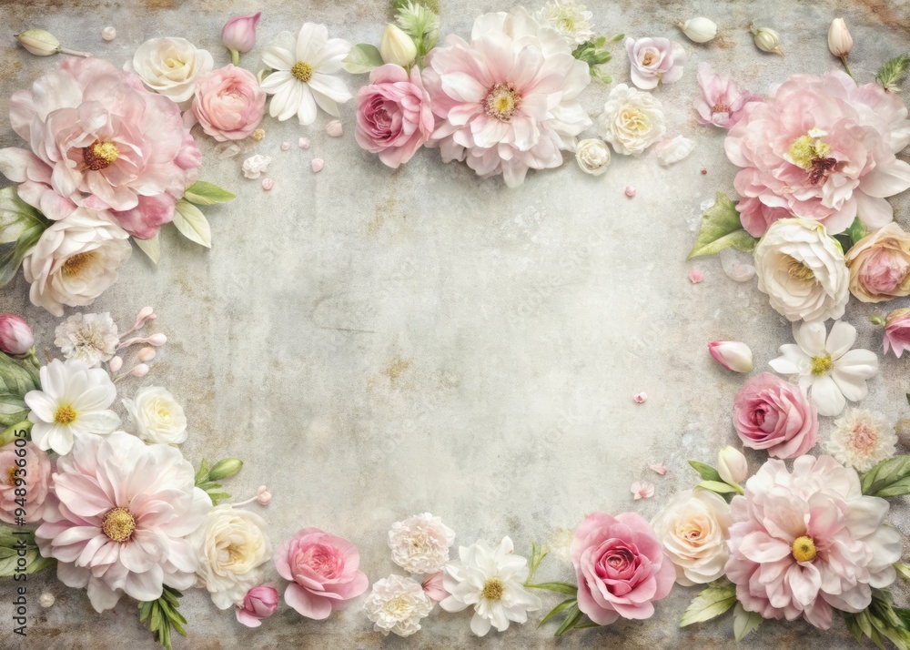 delicate flower petal border vector with soft pink and white hues and a distressed finish for a feminine and vintage delicate flower petal border vector with soft pink and white hues and a distressed finish for a feminine and vintage
