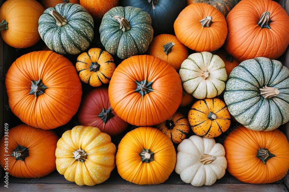 Various fresh ripe pumpkins in the background Various fresh ripe pumpkins in the background