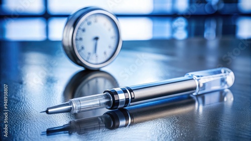 A close-up view of a rapid-acting insulin pen and vial on a clean surface, with a clock in the background, symbolizing timely diabetes management.