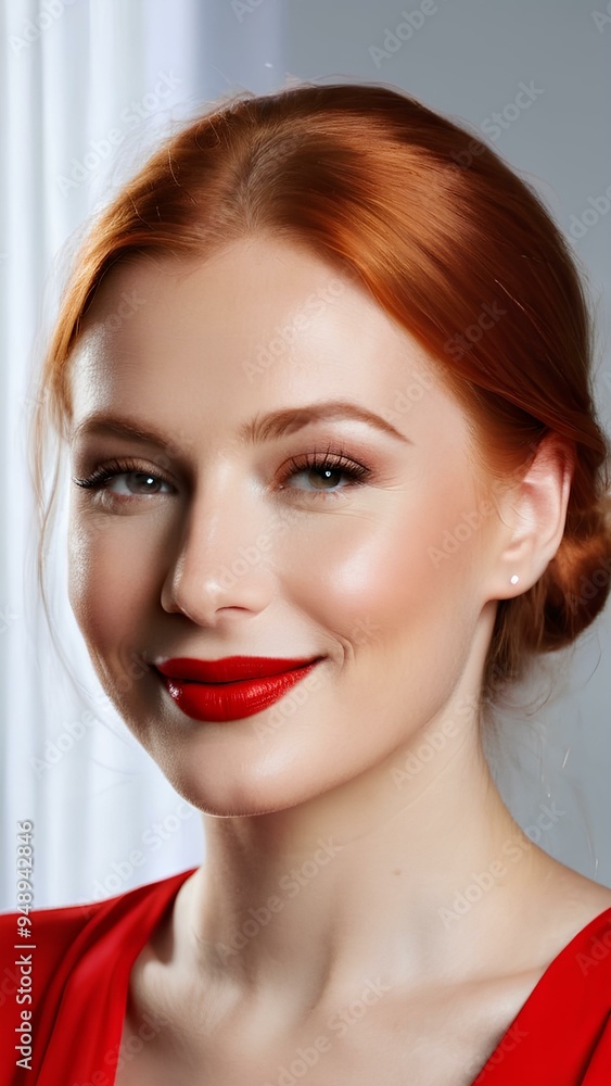 Beautiful Young Redhead Woman with Red Lips Beautiful Young Redhead Woman with Red Lips