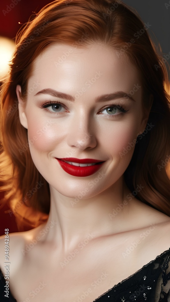 Beautiful Young Redhead Woman with Red Lips Beautiful Young Redhead Woman with Red Lips