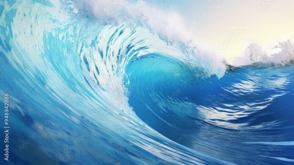 Powerful wave crashes dramatically on the shore, capturing the energy and beauty of the ocean. Neural network ai generated art Powerful wave crashes dramatically on the shore, capturing the energy and beauty of the ocean. Neural network ai generated art