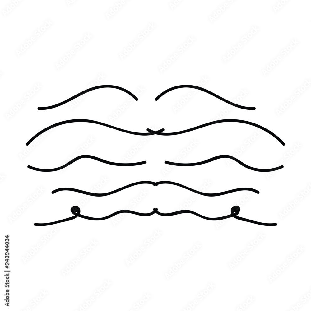 Hand drawn curly divider icon vector illustration design element of swish, swash, swoosh underline swirl squiggle stroke line Hand drawn curly divider icon vector illustration design element of swish, swash, swoosh underline swirl squiggle stroke line