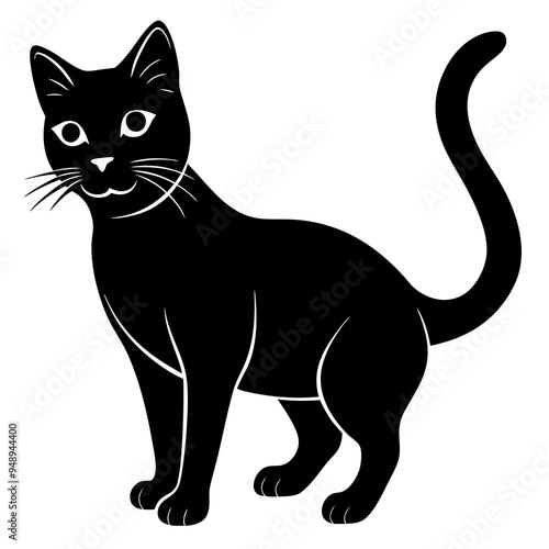 Set of black cats looking out the window. Collection of cartoon cats peeking of the corner. Funny peeking pets. Playful kitten. Vector illustration on white 