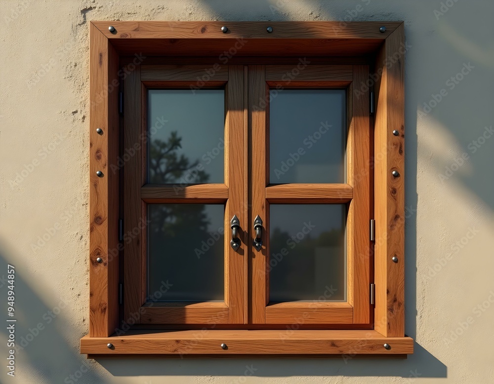 Obraz premium A wooden framed window design 