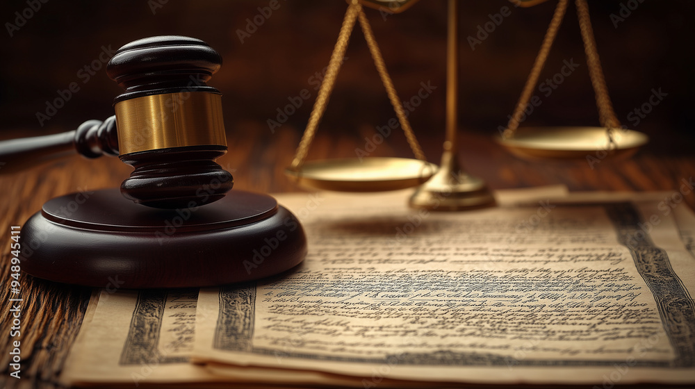 Rule of Law: A gavel and scales of justice in front of a constitution, symbolizing fairness. Rule of Law: A gavel and scales of justice in front of a constitution, symbolizing fairness.