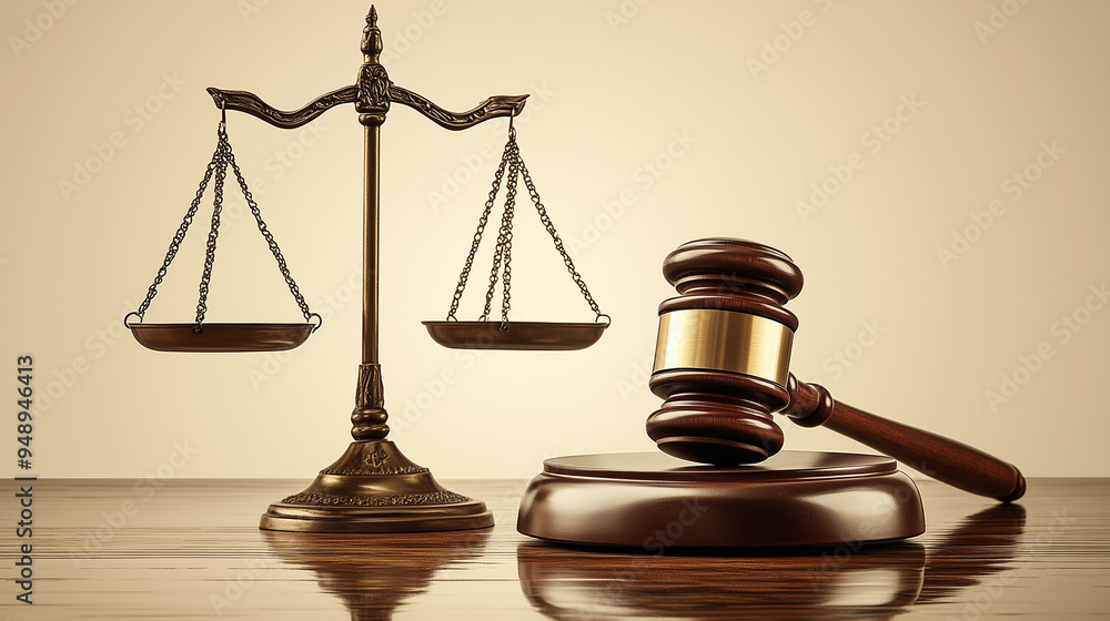 Justice and Democracy: A large gavel and scales of justice symbolizing fair democratic processes. Justice and Democracy: A large gavel and scales of justice symbolizing fair democratic processes.