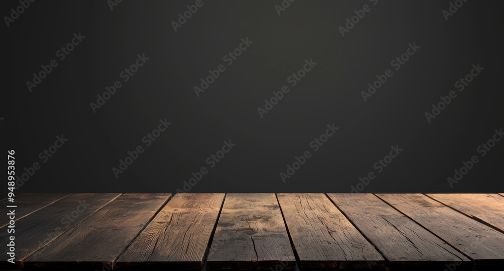 Empty Wooden Table Top with Dark Grey Background for Product Display, with Blank Space for Advertising or Sales Empty Wooden Table Top with Dark Grey Background for Product Display, with Blank Space for Advertising or Sales