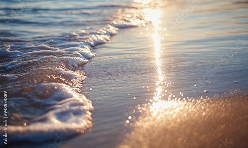 Ocean waves gently lapping against the shore