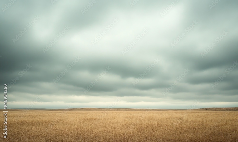 Overcast sky stretching endlessly over a wide open field Overcast sky stretching endlessly over a wide open field