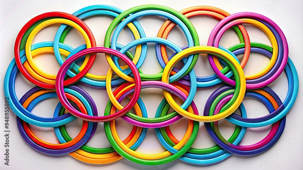 A harmonious arrangement of overlapping circles in varying sizes and colors, forming a cohesive and dynamic composition that represents unity, diversity, and connection. A harmonious arrangement of overlapping circles in varying sizes and colors, forming a cohesive and dynamic composition that represents unity, diversity, and connection.