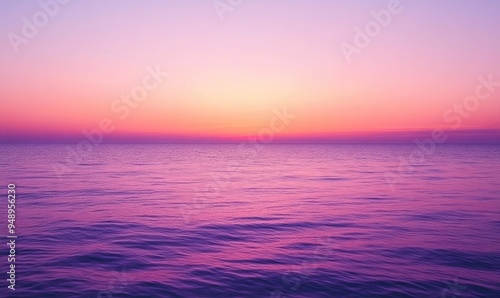 Soft purple and pink sunset, distant horizon blending with the colorful sky