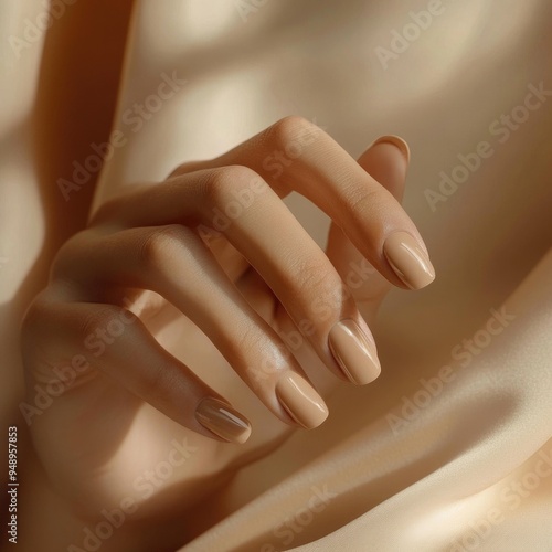 Wallpaper Mural Well-manicured hands with warm beige nail polish Torontodigital.ca