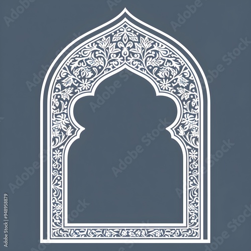 Exotic Postcard Design With a Moroccan Arch Frame Style Esha Outline Scribble CNC Tattoo Ink Art
 photo