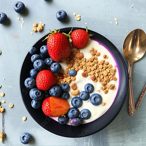 muesli with berries and milk