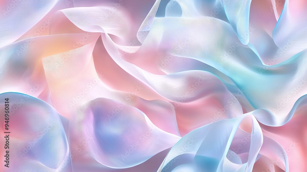 Obraz premium A close-up of a pink and blue background with lots of wavy material at the bottom of the image