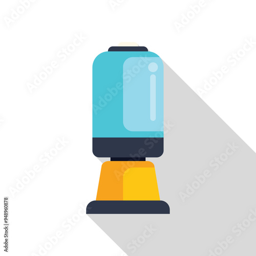 Water cooler standing on yellow support casting long shadow, concept of thirst or refreshment