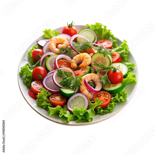 A vibrant salad on a white plate