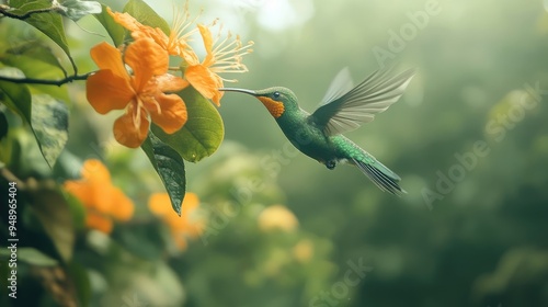 hummingbird and flower photo