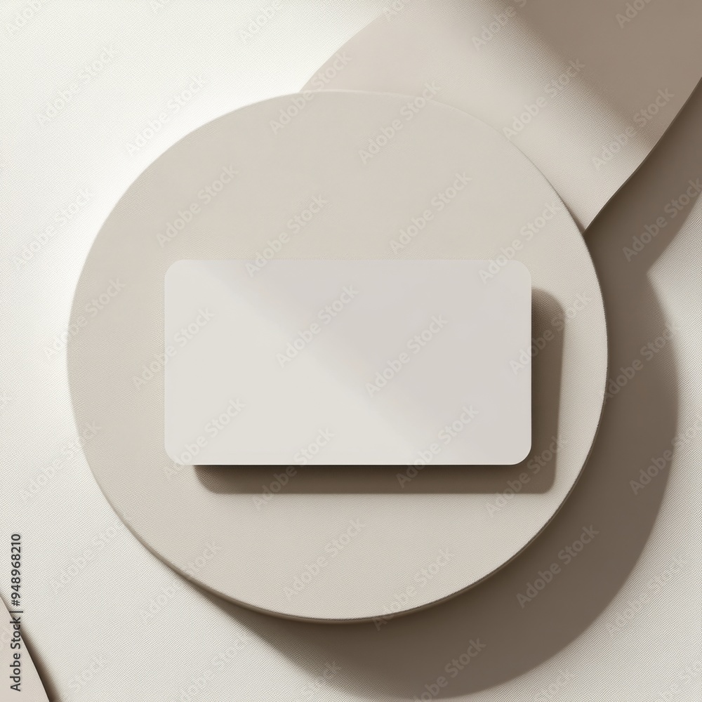Rounded Business Card Mockup on beige background with Empty Space on the Side Rounded Business Card Mockup on beige background with Empty Space on the Side