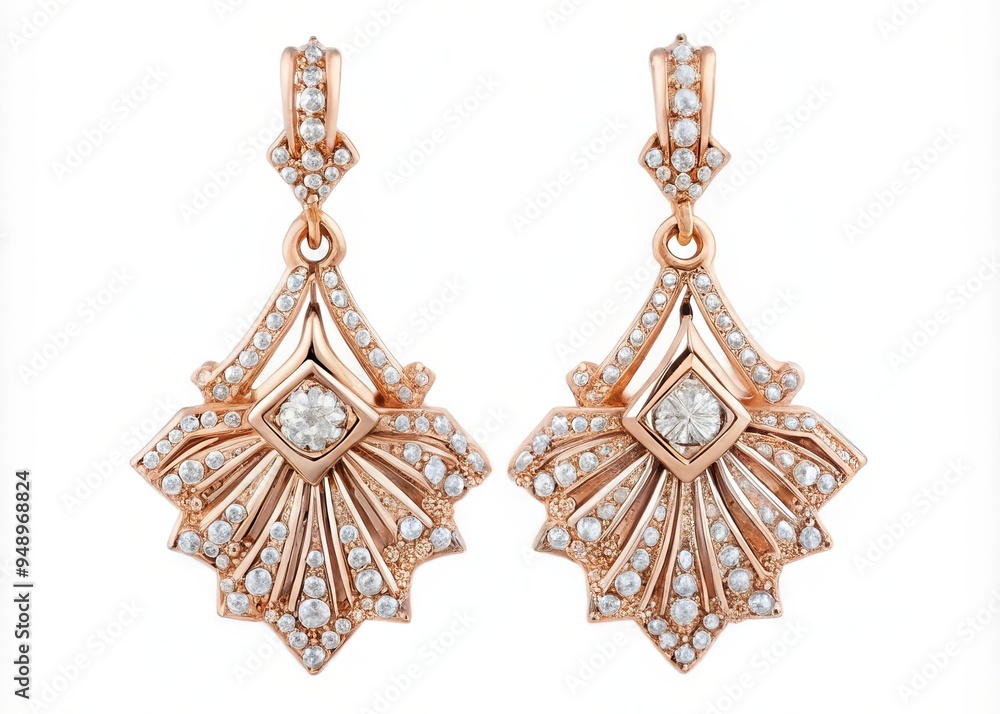 rose gold embossed art deco inspired earrings with a touch of whimsy rose gold embossed art deco inspired earrings with a touch of whimsy