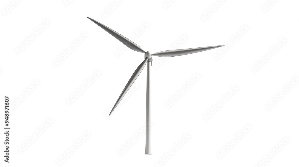 A sleek, modern wind turbine captured against a clean, isolated background, representing renewable energy and sustainability. A sleek, modern wind turbine captured against a clean, isolated background, representing renewable energy and sustainability.