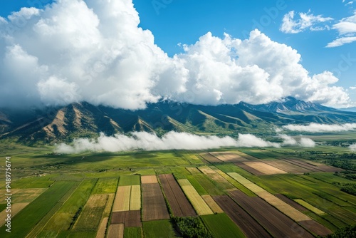 Midway Utah Aerial Panorama: Rural Landscape with Majestic Clouds and Mountains photo