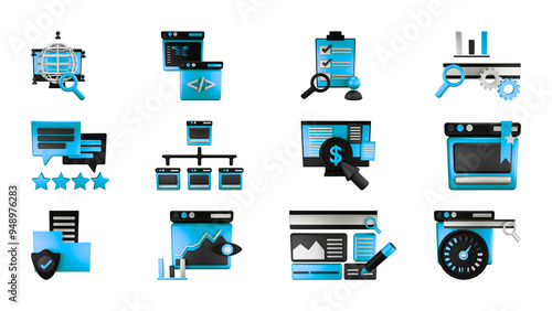 Web design 3D Illustration isolated. 3D Web design Illustration set