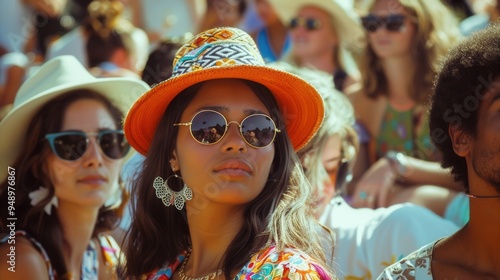 Person enjoying a summer festival, dressed in light cotton clothing photo