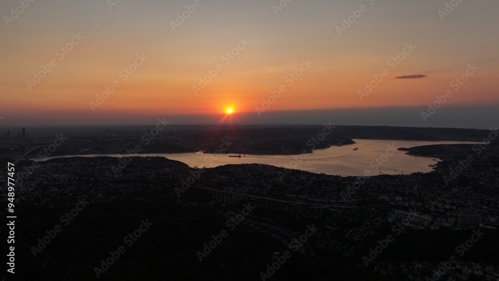 aerial view of istanbul bosphorus at sunset aerial view of istanbul bosphorus at sunset