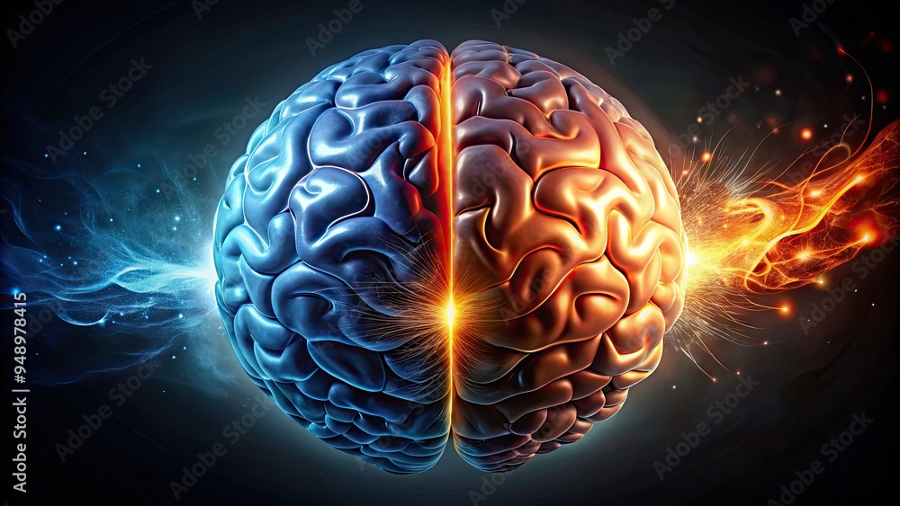 A split brain illustration, one side bright and illuminated, representing truth, and the other side dark and twisted, symbolizing deceptive lies and inner conflict. A split brain illustration, one side bright and illuminated, representing truth, and the other side dark and twisted, symbolizing deceptive lies and inner conflict.