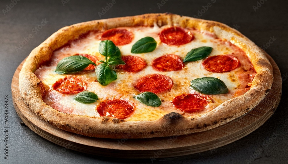 Pizza with salami and cheese Pizza with salami and cheese