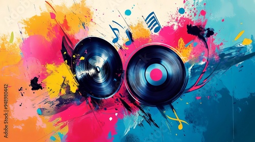 Wallpaper Mural "Dynamic Beats: Eye-Catching Music Flyer Featuring a Bright and Bold Colorful Background Torontodigital.ca