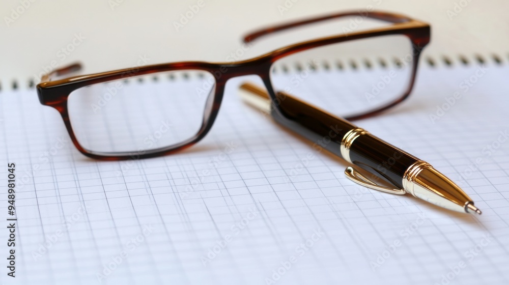 Notepad, pen and glasses for vision - Notepad, pen and glasses for vision -