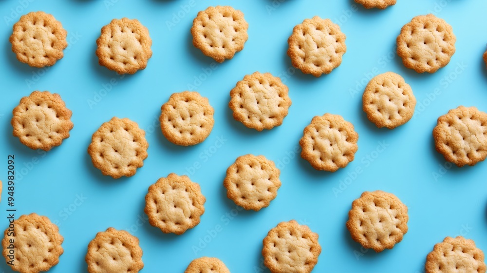Cookie Delight: Sweet Pattern on a Blue Background Cookie Delight: Sweet Pattern on a Blue Background