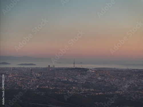 aerial view Istanbul at sunset