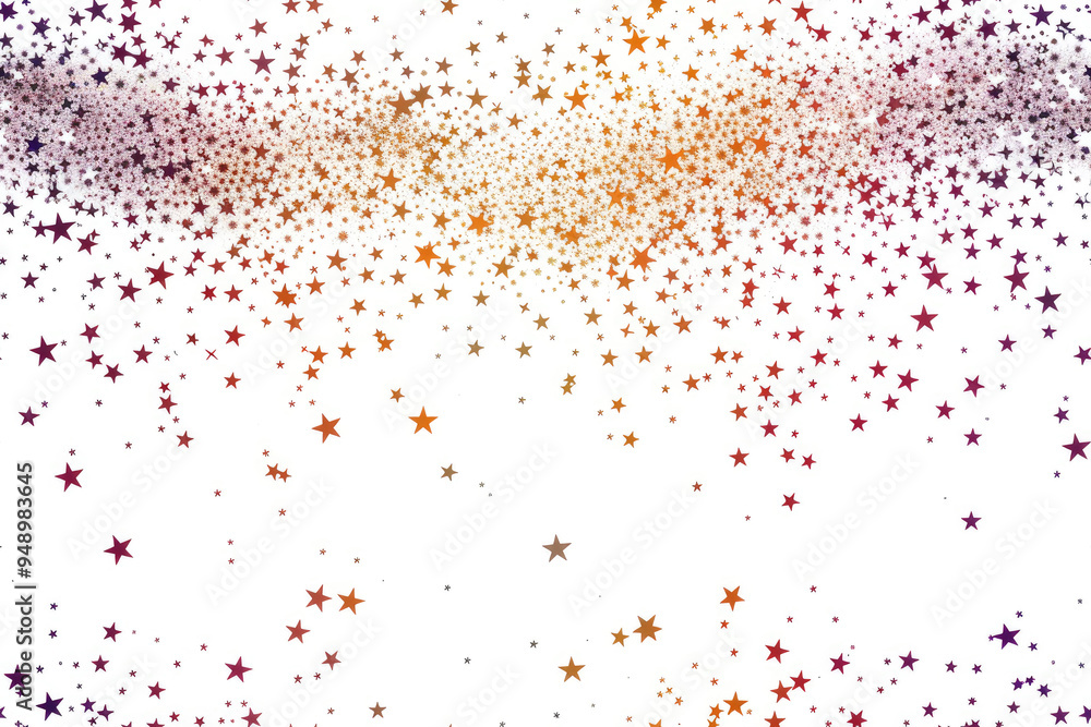 Fototapeta premium Falling stars in the form of confetti on a white background
