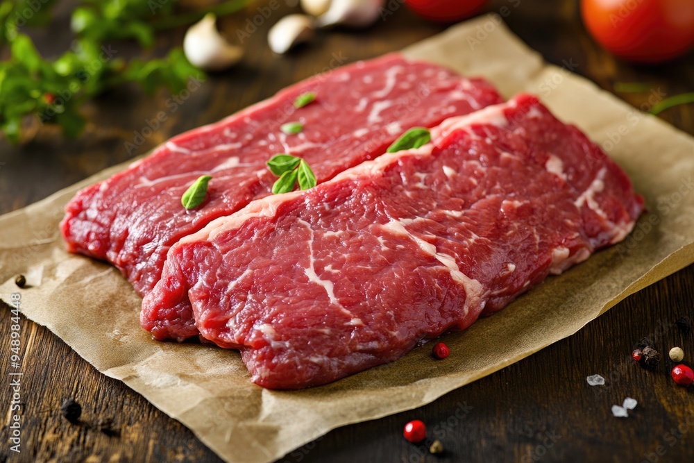 Sirloin Bavette. Bib Red Beef Steak for Fresh Dinner Cookout Sirloin Bavette. Bib Red Beef Steak for Fresh Dinner Cookout