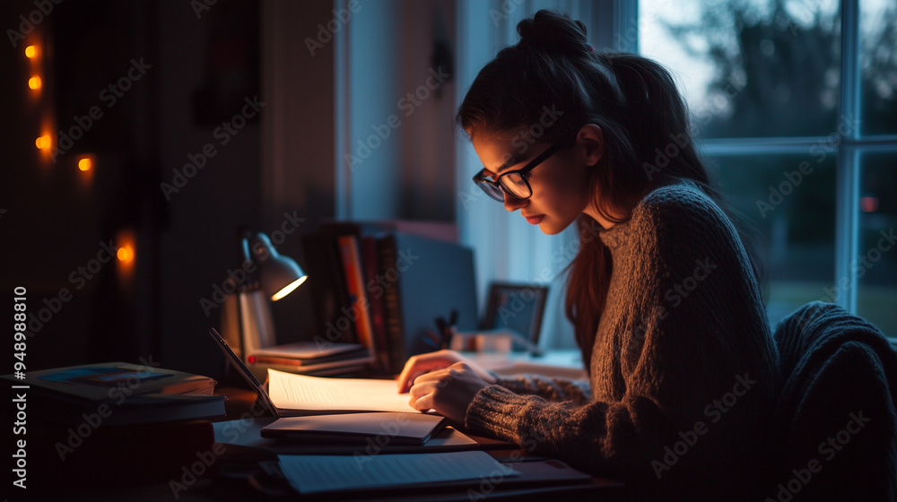 female student studying in library female student studying in library