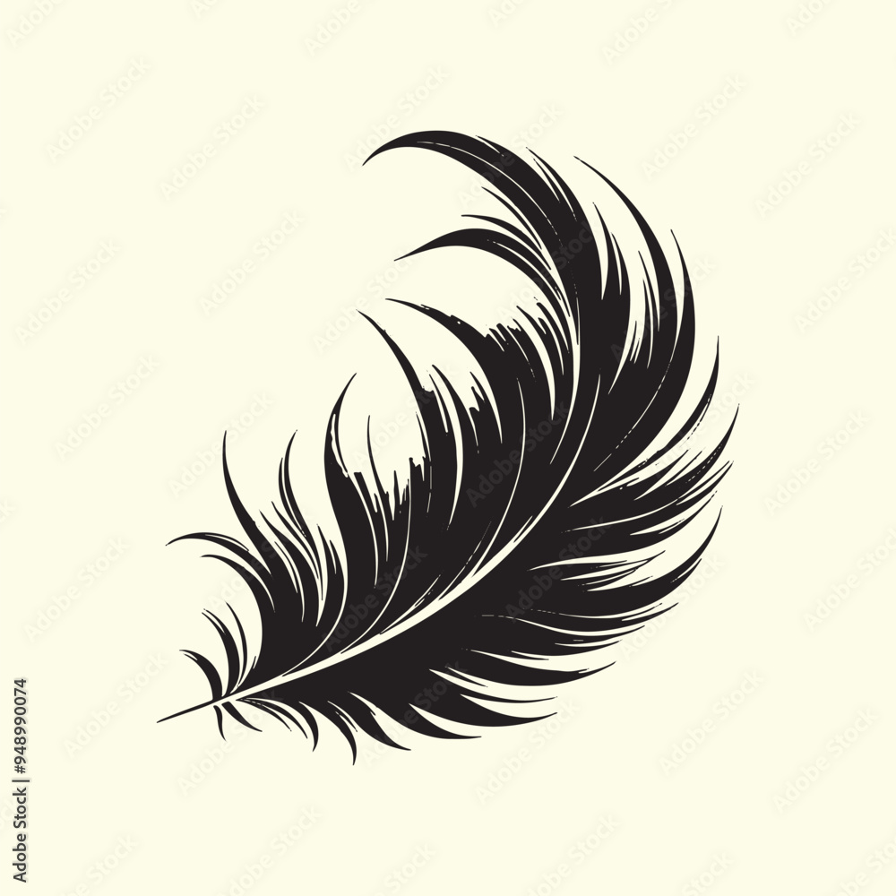 Editable Black Bird Feather Silhouette Design on Transparent Background Editable Black Bird Feather Silhouette Design on Transparent Background