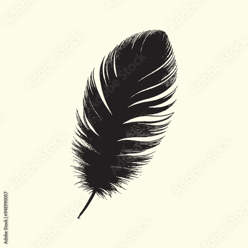 Editable Black Bird Feather Silhouette Design on Transparent Background